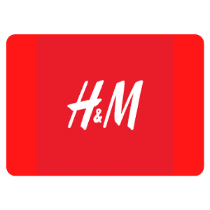 Tarjeta regalo H&M roja con logotipo blanco, para compras en tienda y en línea.