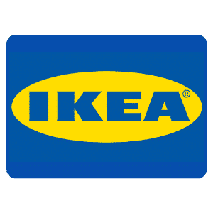Tarjeta regalo IKEA con logotipo amarillo y azul, canjeable en tienda y online por muebles y artículos para el hogar.