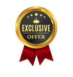 Medalla de oro con una cinta roja que indica "oferta exclusiva", símbolo de una oferta especial o promocional.